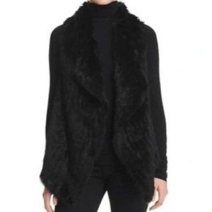 Black rabbit fur and cashmere vest, women's size M